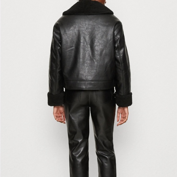 💫Aviator•NWT•GAP• Black Sherpa lined Faux Leather Jacket•Sz XL $168 Retail💫 - Picture 8 of 13
